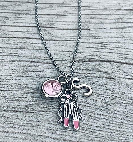 Ballet Shoes Necklace with Birthstone and Initial Charm – Personalized Ballerina Jewelry Gift for Dancers, Dance Teams, Recitals & Dance Competitions - Image 7