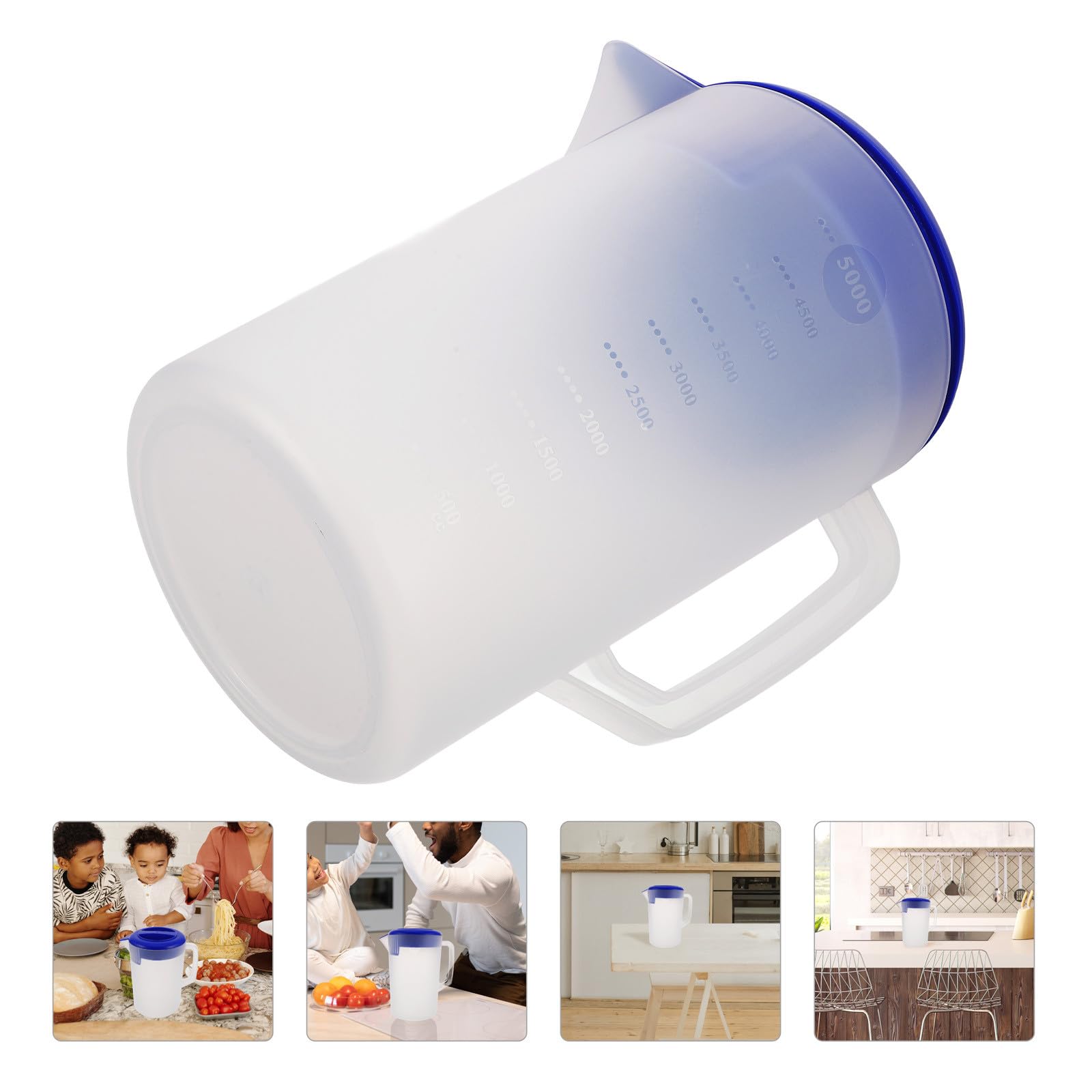 Brocca D’acqua in Plastica Opaca da 5 Litri con Coperchio e Maniglia Comoda, Brocca Multiuso per Ristoranti, Bar e Uso Domestico, per Tè, Succhi e Bevande Fredde