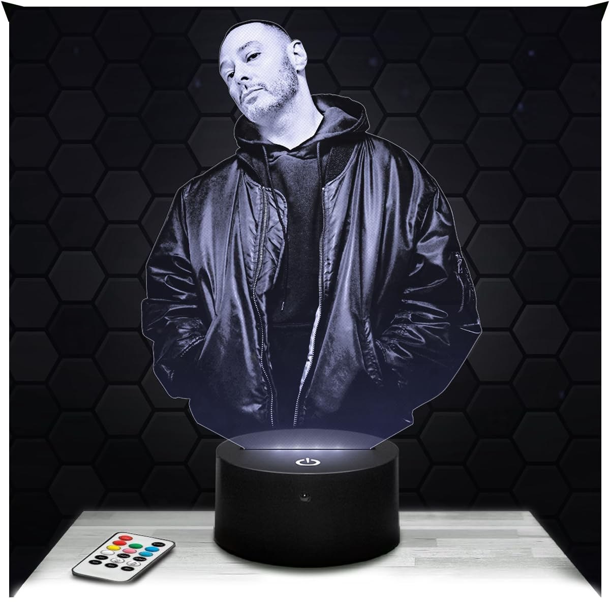 Lampephoto.fr - 3D Lamp Fabri Fibra Italian Rapper Singer, Touch LED Night Light, 3D Hologram Effect, Christmas Birthday Gift Idea for Men Women, Bedroom Decoration Object