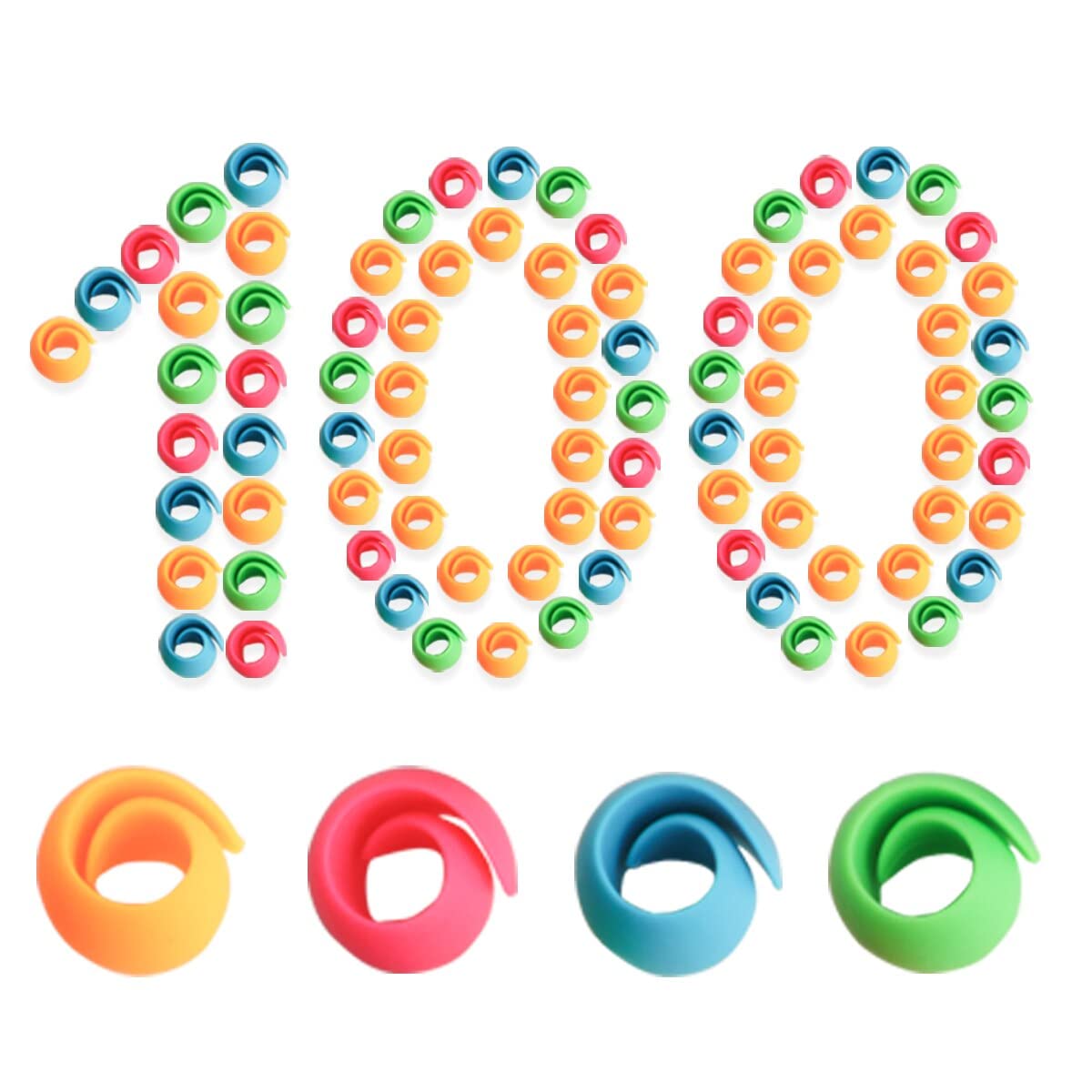 Sew Tech 100pcs Thread Spool Savers & Huggers, Reusable Silicone Bands Prevent Tails from Unwinding, Fits Mini-King to Cone Spools, for Sewing & Embroidery