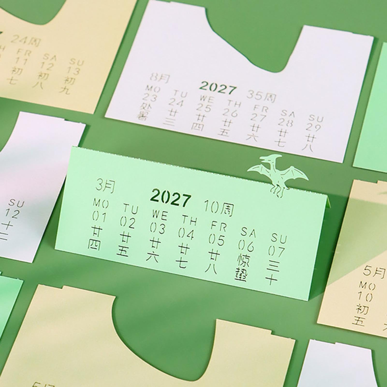 2027 3D Dinosaurier Abreißkalender Notizblock Schreibtischplaner | 2027 Pop-Up-Papierskulptur-Kalender mit Dinosaurier-Notizblock für Notizen, Planung, Gewohnheitsverfolgung und Bürodekoration
