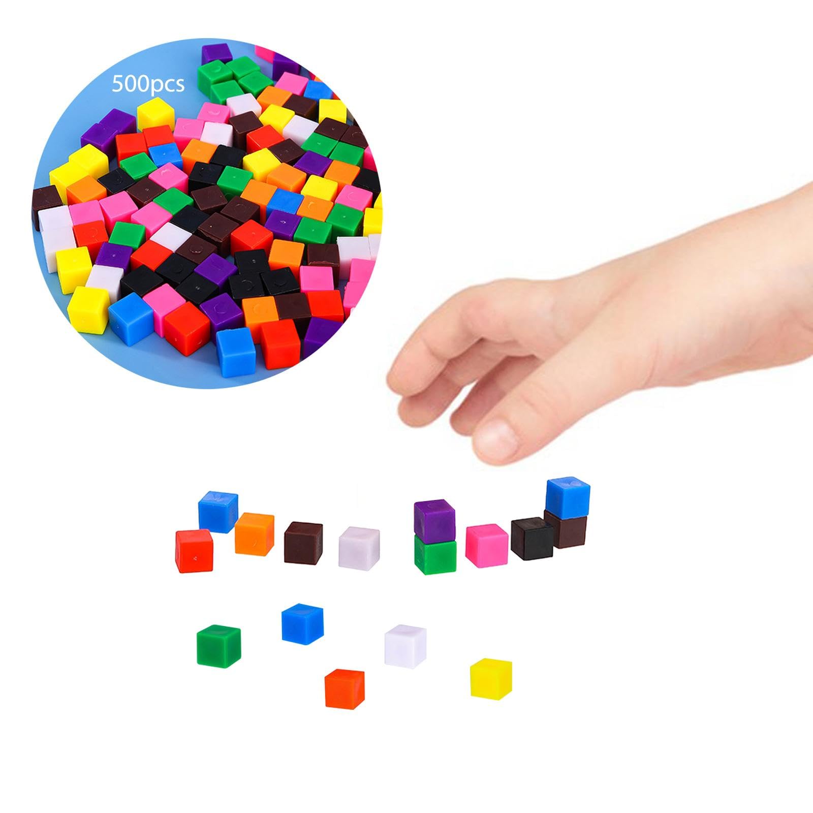 Sharplace Bloques de Cubos de Centímetros, Material Didáctico para El Desarrollo, Juguetes para Clasificar Colores, Cubos para para Manualidades, Educaci, 500 Piezas