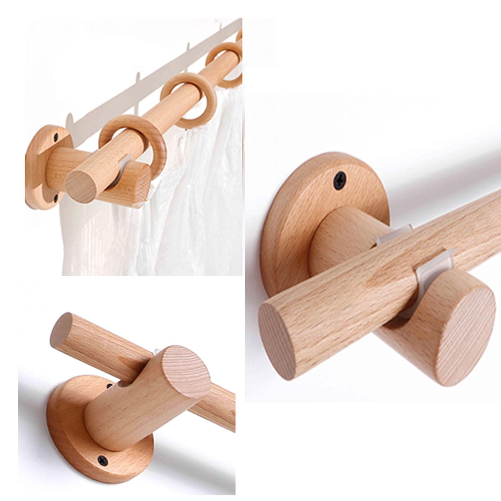 Bastone per tenda in legno massello, 120 cm, design silenzioso B per una facile installazione, stile fisso, ideale per camera da letto