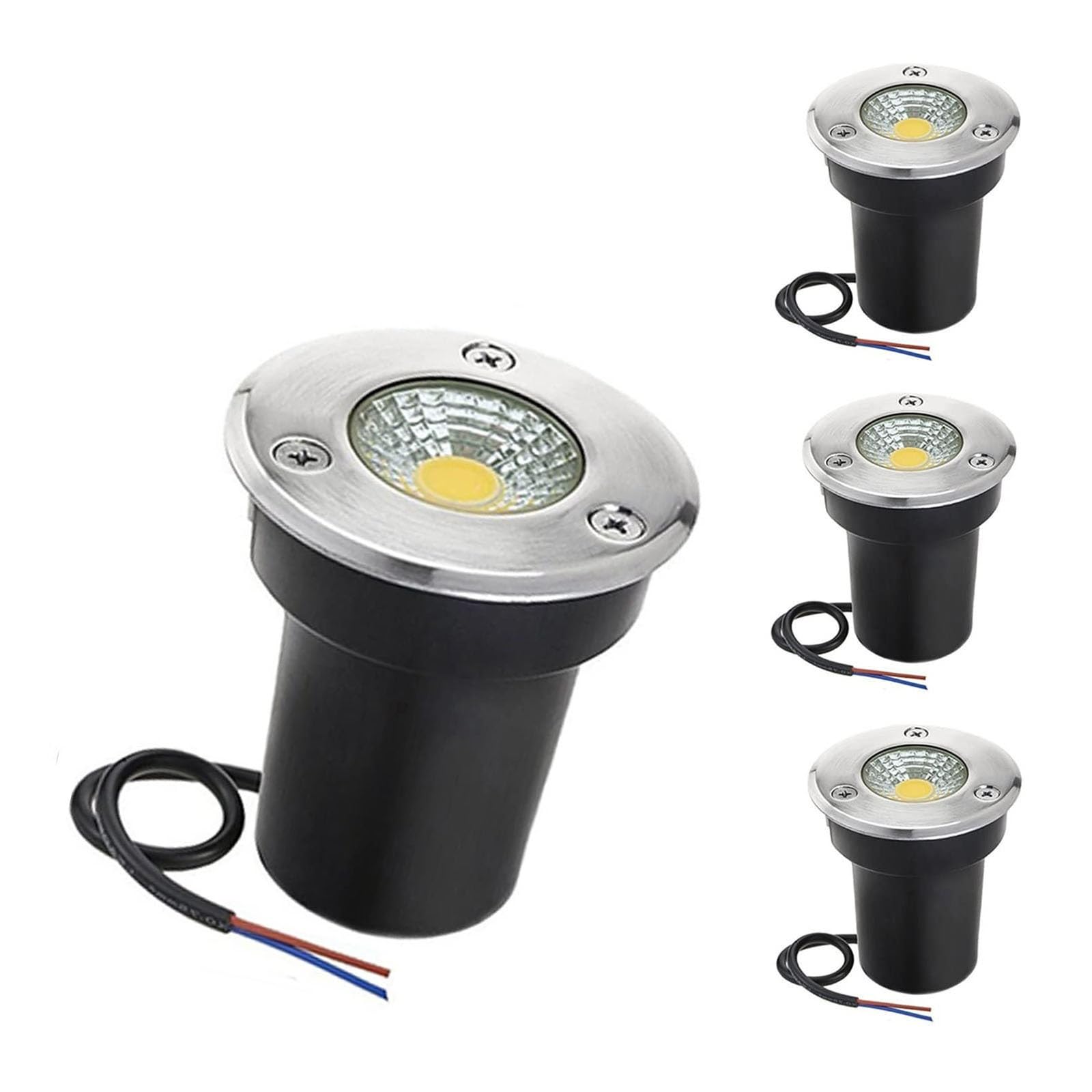 Lot de 4 spots encastrés d'extérieur - Projecteur LED 3W, étanche IP67, idéal for éclairage de sol, terrasse, jardin ou allée.(RGB,12V)
