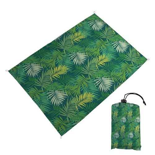 DOTBUY-SHOP Tapis de Plage Imperméable, Natte de Plage Anti Sable, Grand Impressions de Plantes Couverture Pique Nique pour Exterieur, Voyages, Camping, Picnic (Vert,100x140cm)