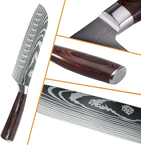 Miniatura 6 de Juego de cuchillos de chef profesional de 8 piezas, caja de regalo, juego de cuchillos en caja de 3.5-8 pulgadas, cuchillo japonés súper afilado de