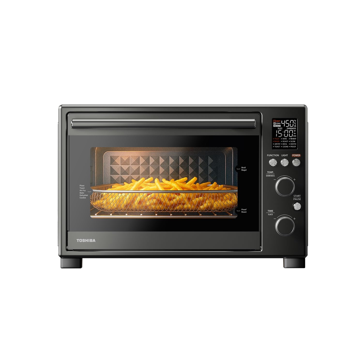 TOSHIBA ChefFry Air Fryer Toaster Oven Combo, 12-in-1 Convection Countertop Oven, 34QT / 32L Large Capacity, 1750W, Master Pizza Modes Design with Exclusive Dual-Temp Tech