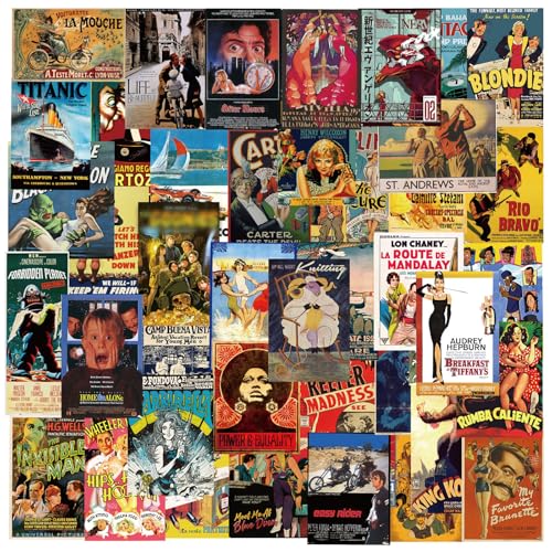 HTTDSLF 100 pièces Autocollants de Vintage Film, Rétro Autocollant, Autocollants en Vinyle Esthétique Cottagecore Decor, pour les Albums Photos, Skateboard,...