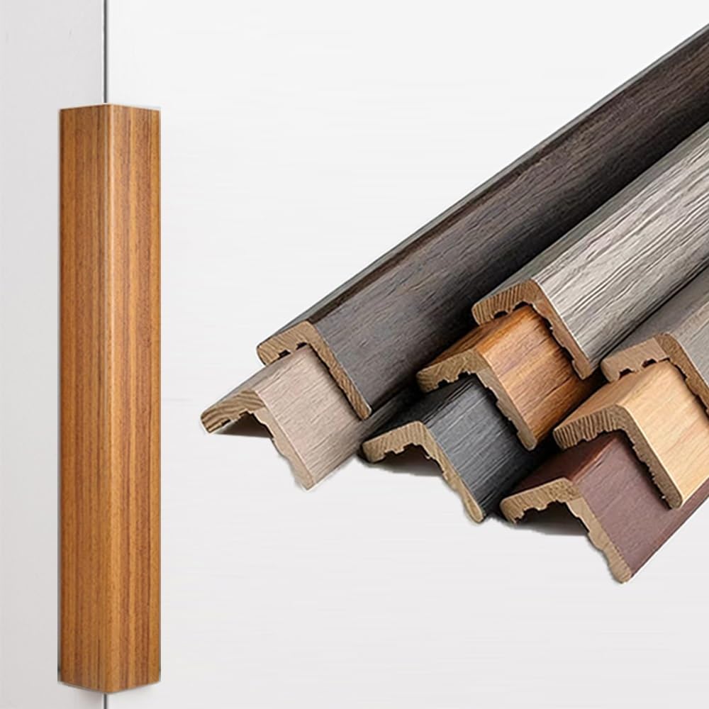 Protections d'angle murales en bois - Garniture moulée en L - 5,1 cm de large - Bande de protection anti-collision pour porte et fenêtre - Plinthe en teck - L 100 cm (39 cm)