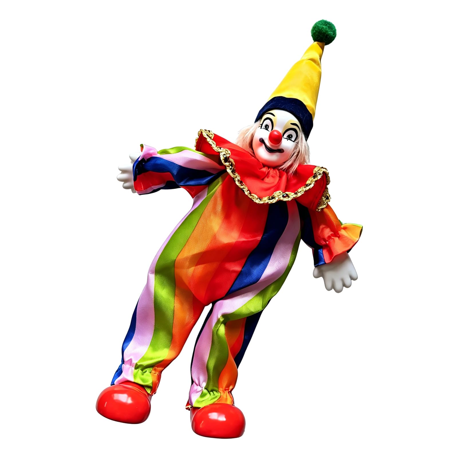 Buxuaaaa Artistic Porcelain Clown Puppet Figure Doll with Colorful Costume for Home Decoration and Adult Kids Collection Collectible Figurine Clown Doll