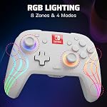 PDP Afterglow Wave Wireless RGB Gaming Controller - Nintendo Switch/Switch Lite/Switch - OLED Model, Nintendo Switch 2, LED Lighting, Rechargeable Battery - White | Nintendo Switch Lite, OLED, RGB LED Lighting, App Customization, Rechargeable 20-Hr B