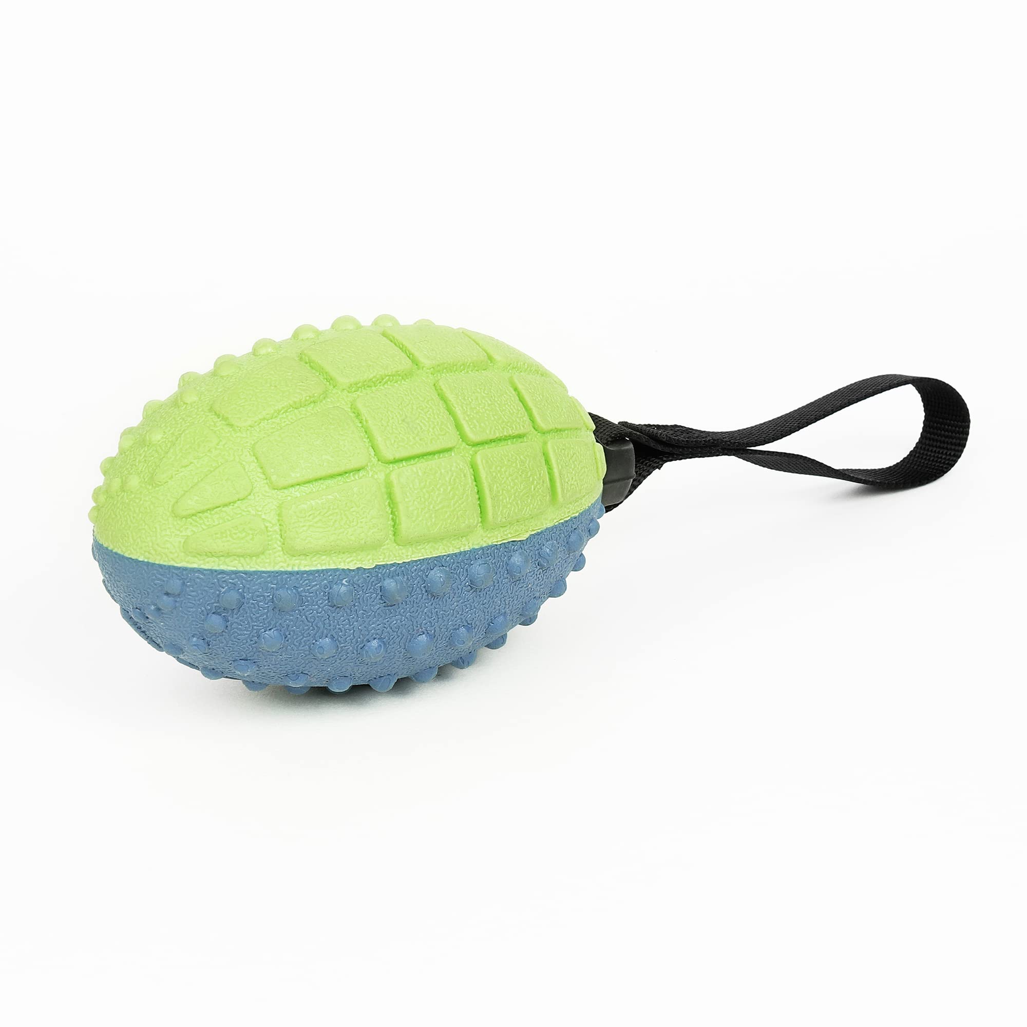 Mascots Tierra Squeaky Rugby Ball with Strap Rubber, Nubs and Grip for Dog (Color May Vary) (Rugby with Strap)