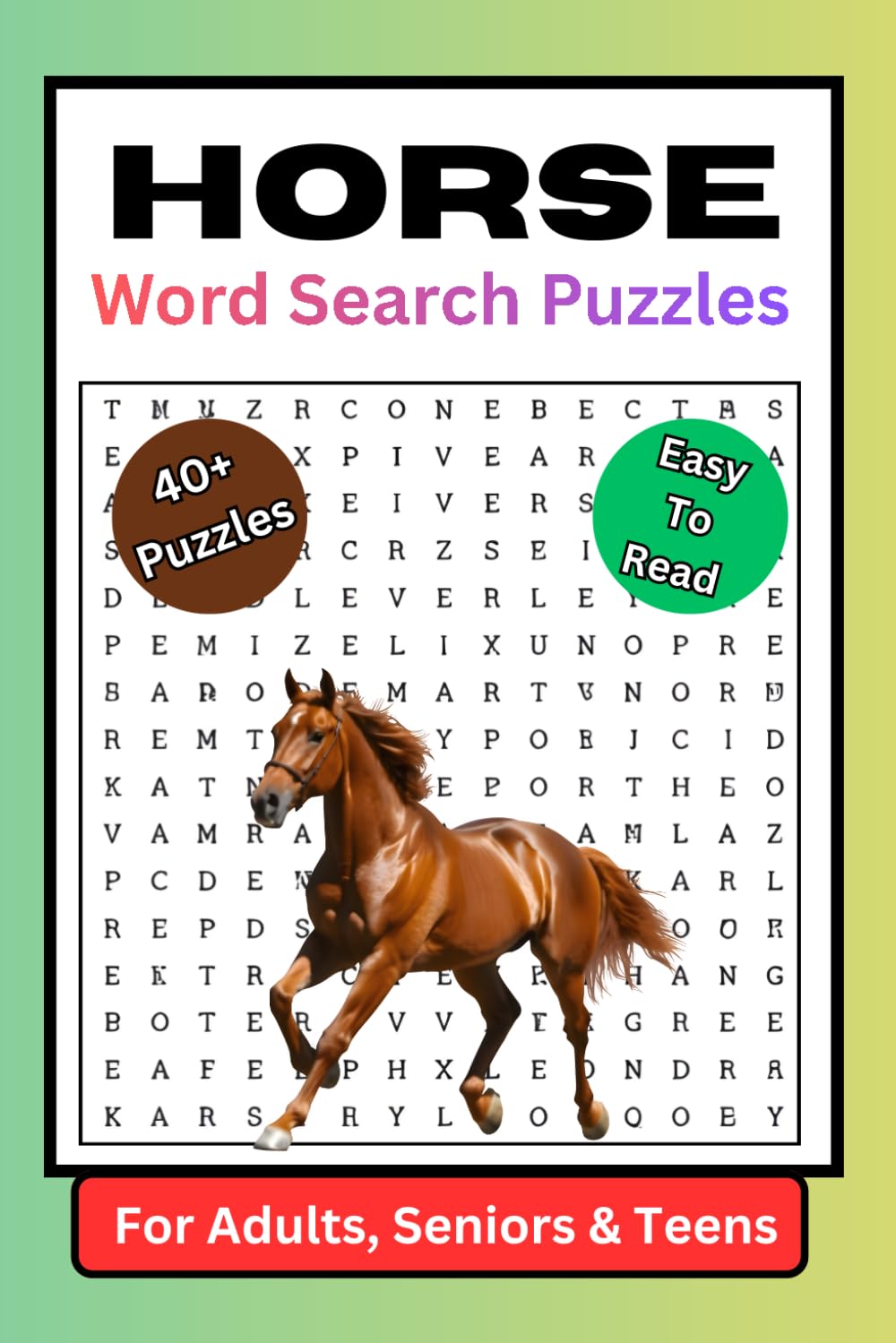 Horse Word Search Puzzle Book for Kids & Adults: A Collection of 40+ Horse-Themed Word Searches | Easy, Fun & Brain-Boosting Puzzles