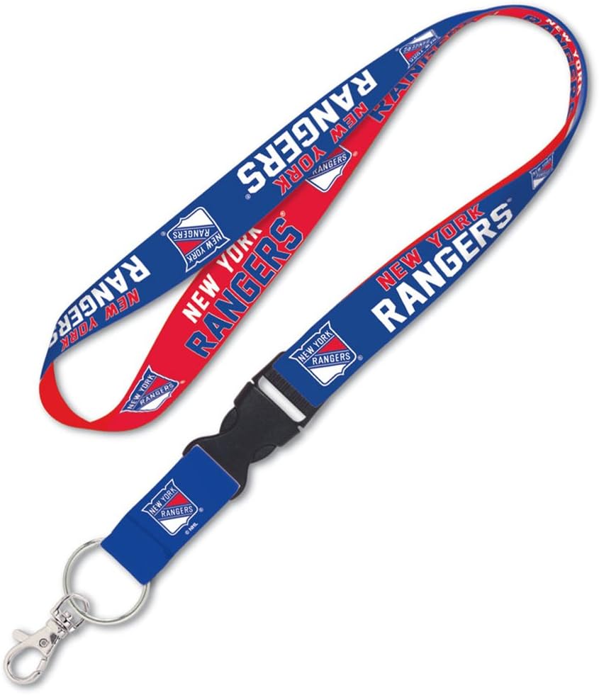 NHL New York Rangers Premium Lanyard Keychain, 1 inch wide, Blue, Large