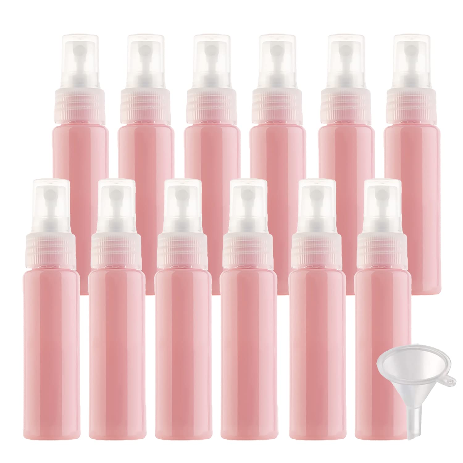 50 Stück 30ml Sprühflasche Rosa Leer Feinen Nebel Sprühflasche Reise Zerstäuber Klein Plastik Nebel Parfümzerstäuber Reiseflaschen mit Trichter
