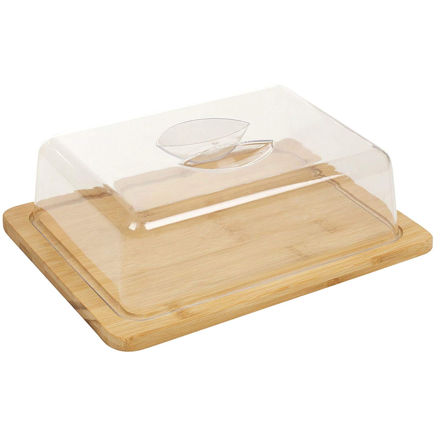Boîte de rangement pour fromage avec couvercle en acrylique, planche à découper, plateau de cuisine – Dimensions : 24 x 21 x 8 cm