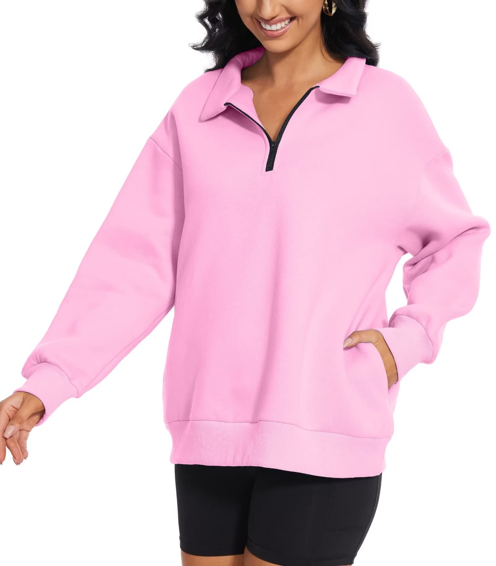 DolpindWomens Oversized Half Sweater Long Sleeve Hoodie Unisex Pullover Sweater Shirt