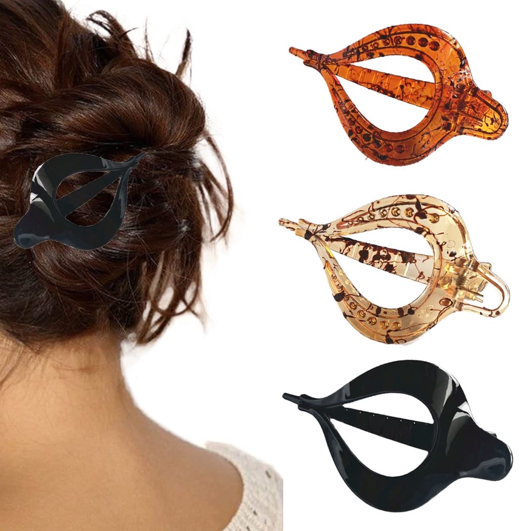 Pinces à cheveux banane lot de 3 barrettes écaille de tortue