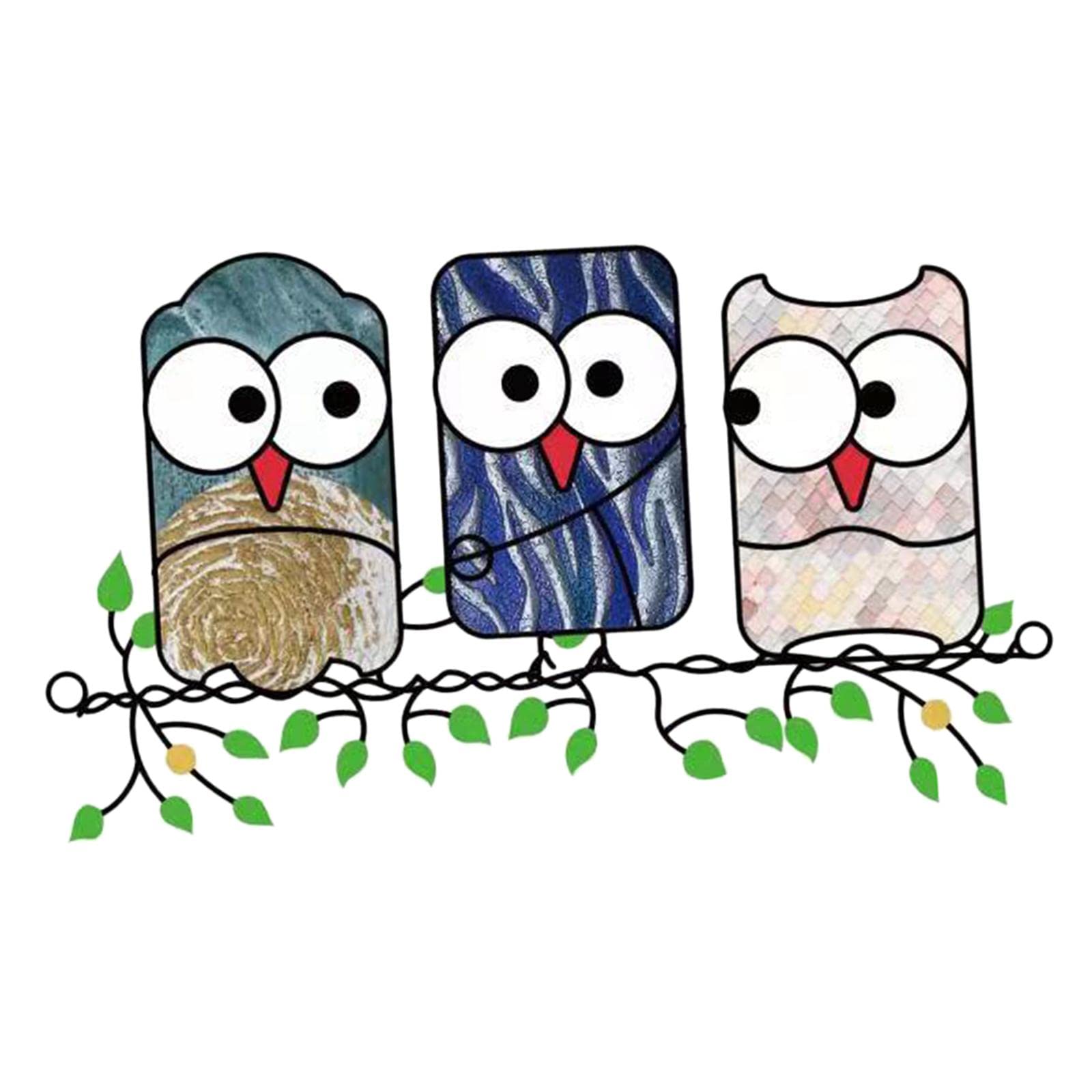 UJEAVETTE® Stained Catchers Acrylic Owl Window Home Hanging Decor Pendant C-image-15
