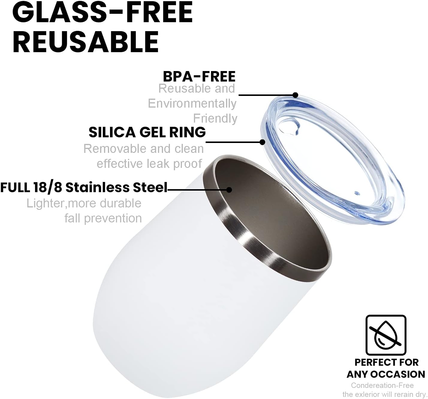 Suреr Dеаl Prоduсt COKTIK 12oz 12 Pack Wine Tumbler with Lid Stemless Insulated Wine Glasses Double Wall Vacuum Stainless Steel Travel Tumbler for Cold & Hot Drinks Wine Coffee Cocktails, White 🔥 Hоt Dеаlѕ COKTIK 12oz 12 Pack Wine Tumbler with Lid Stemless Insulated Wine Glasses Double Wall Vacuum Stainless Steel Travel Tumbler for Cold & Hot Drinks Wine Coffee Cocktails, White