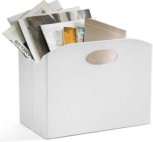 Miniatura 5 de EZDeco Revistero plegable para revistas, de piel sintética, para el suelo, para guardar libros, periódicos, organizador de carpetas de documentos