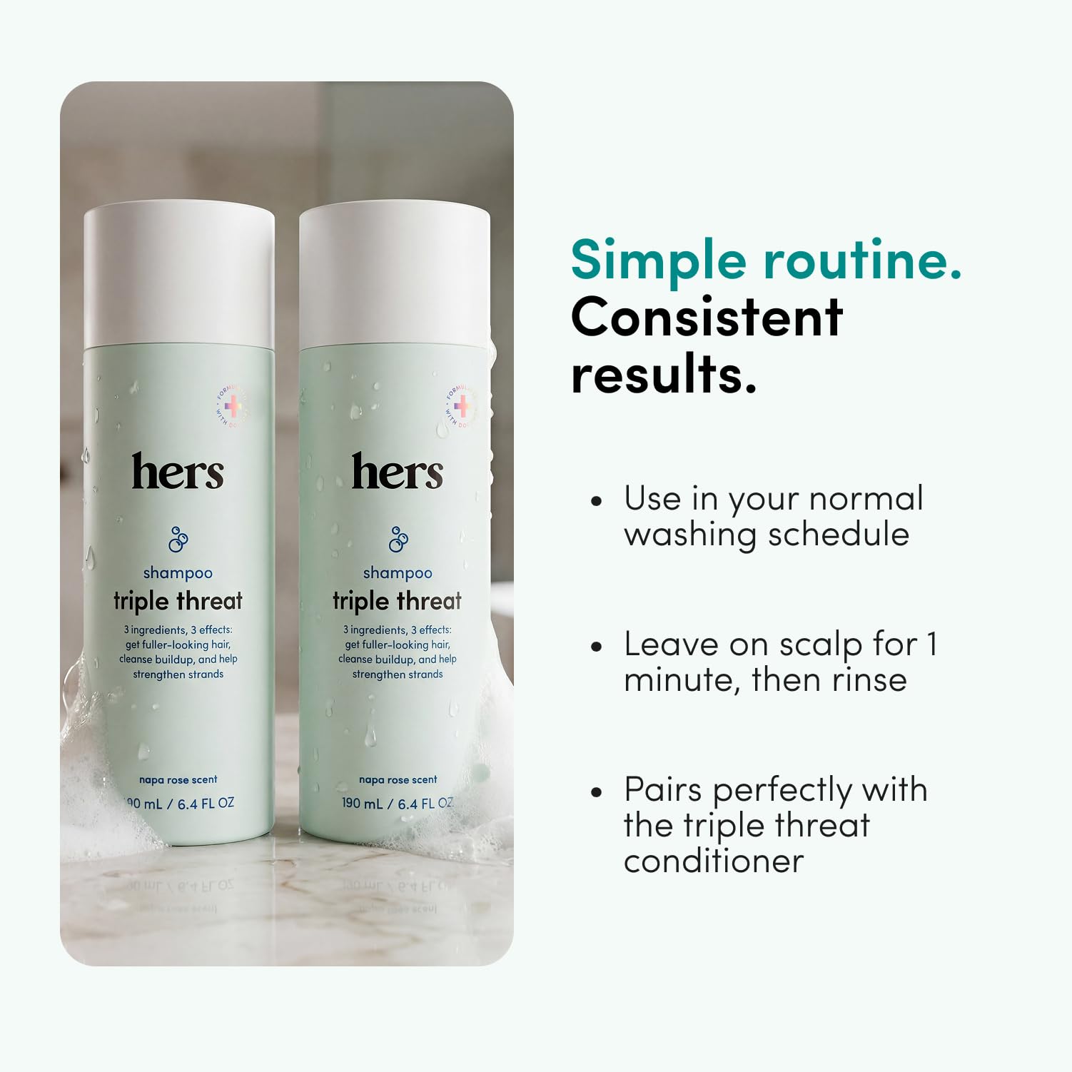 Amazon.com : hers Triple Threat Shampoo, Biotin, Napa Rose Scent