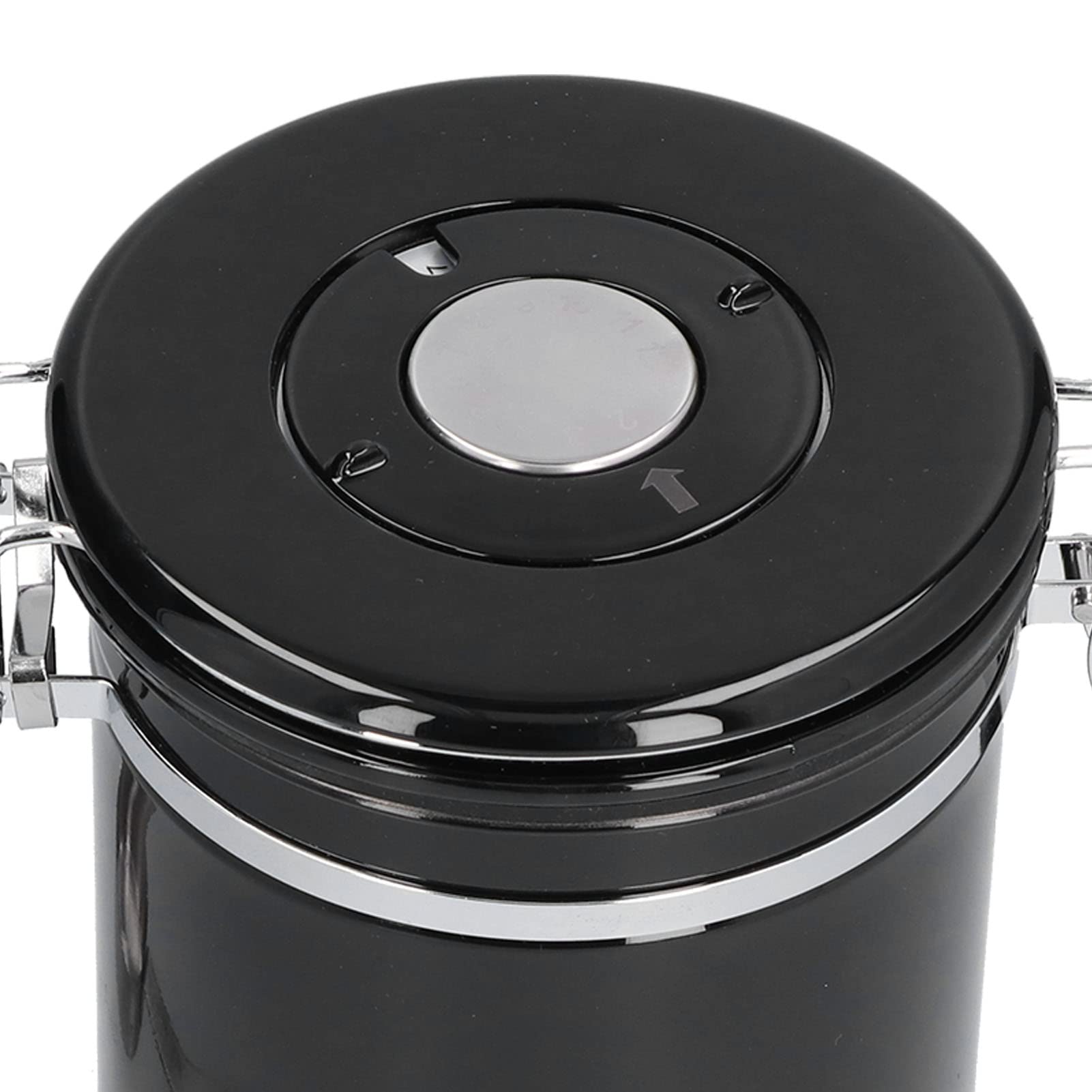 Botes de café de acero inoxidable con rueda de calendario, tarro hermético de almacenamiento de granos de café, recipiente de café de acero inoxidable 304 con válvula de escape (1.8L negro)