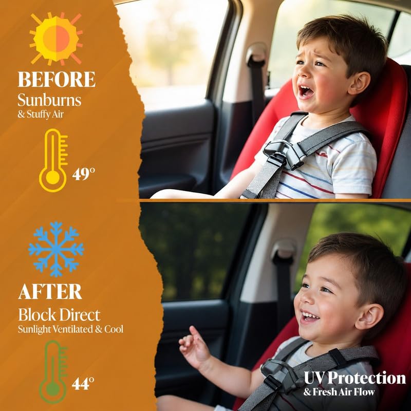 Image of Car Window Sun Shade Protector for B RV | Exact Fit Non-Magnetic Half Cut Sunshade (Set of 4 /6) | UV Blocker Side Window Car Curtains & Interior Accessory