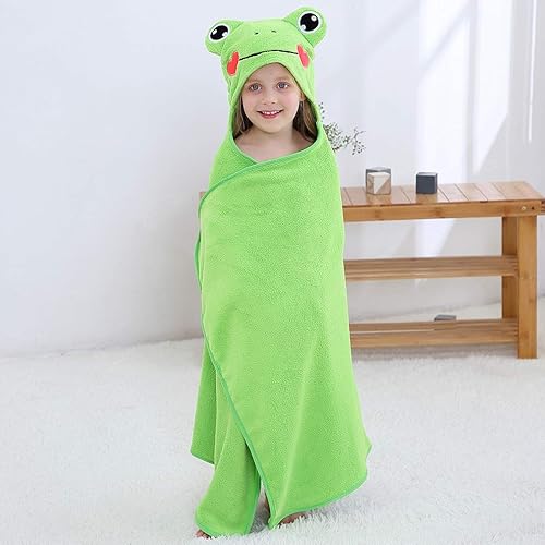 Miniatura 8 de MICHLEY Toalla de bebé con capucha de dibujos animados, unisex, suave de alta calidad, paños grandes de 27.5 x 47 pulgadas para 0-7T (rana)