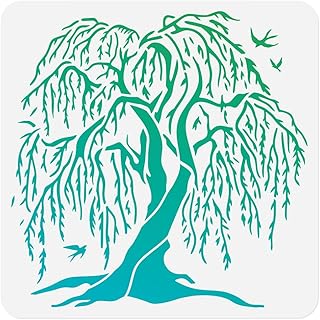 Willow Tree Stencil for Painting on Wall 11.8 x 11.8 Inch Reusable Plastic Craft Stencil for Painting on Wood Fabric Furniture, DIY Home Decor Stencils