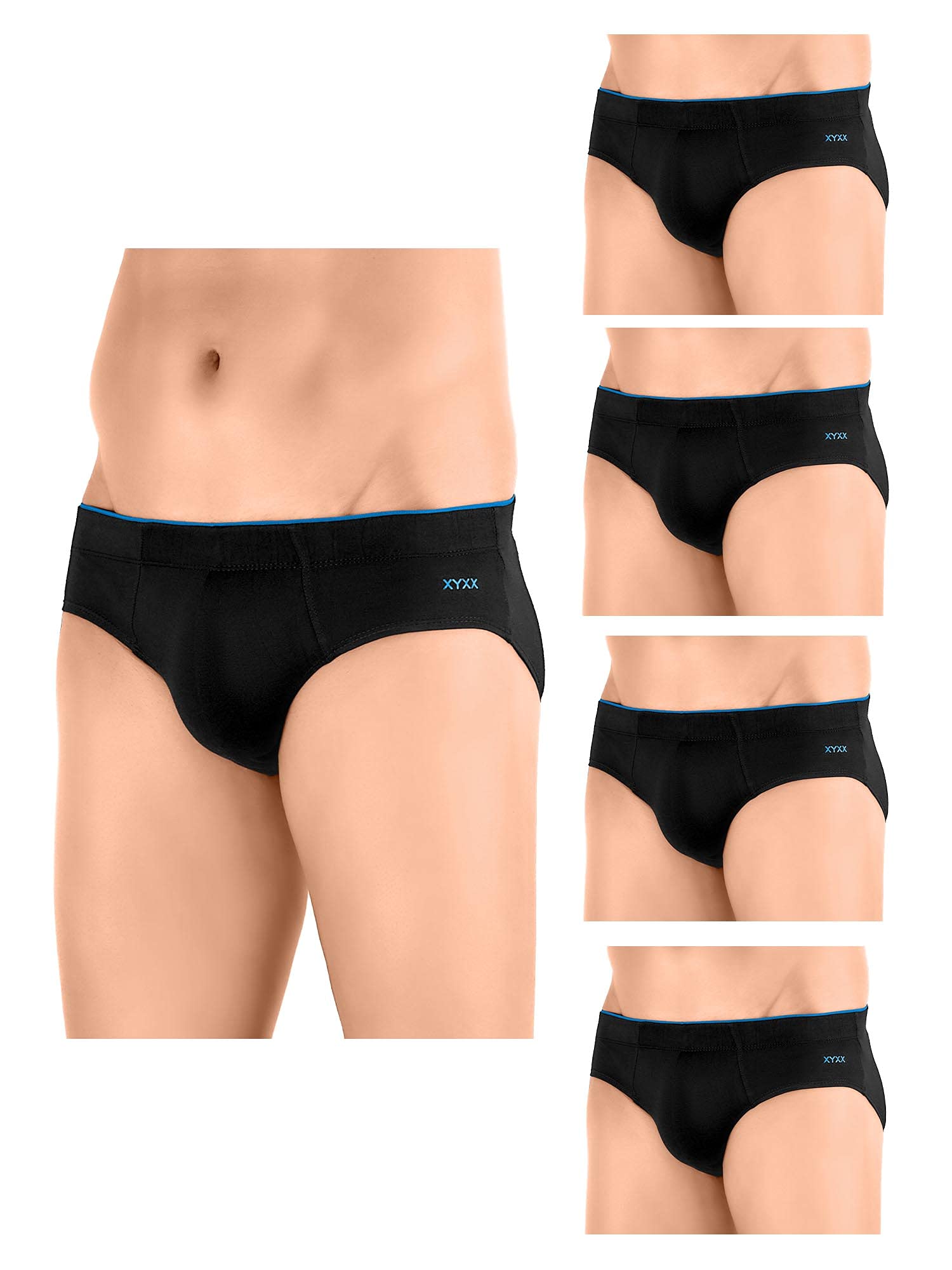 XYXX Men's Uno Micromodal Regular Fit Solid Antimicrobial Briefs with No Marks Waistband (Pack of 5)