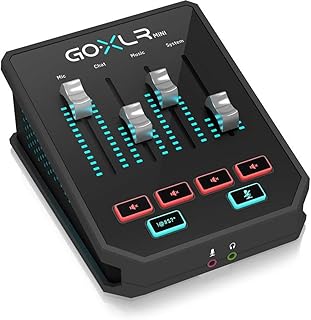 TC Helicon GoXLR MINI Online-Broadcast-Mixer mit USB-/Audio-Schnittstelle und Midas-Vorverstärker, 9.4×8.5×4.6/ 239×216×116mm