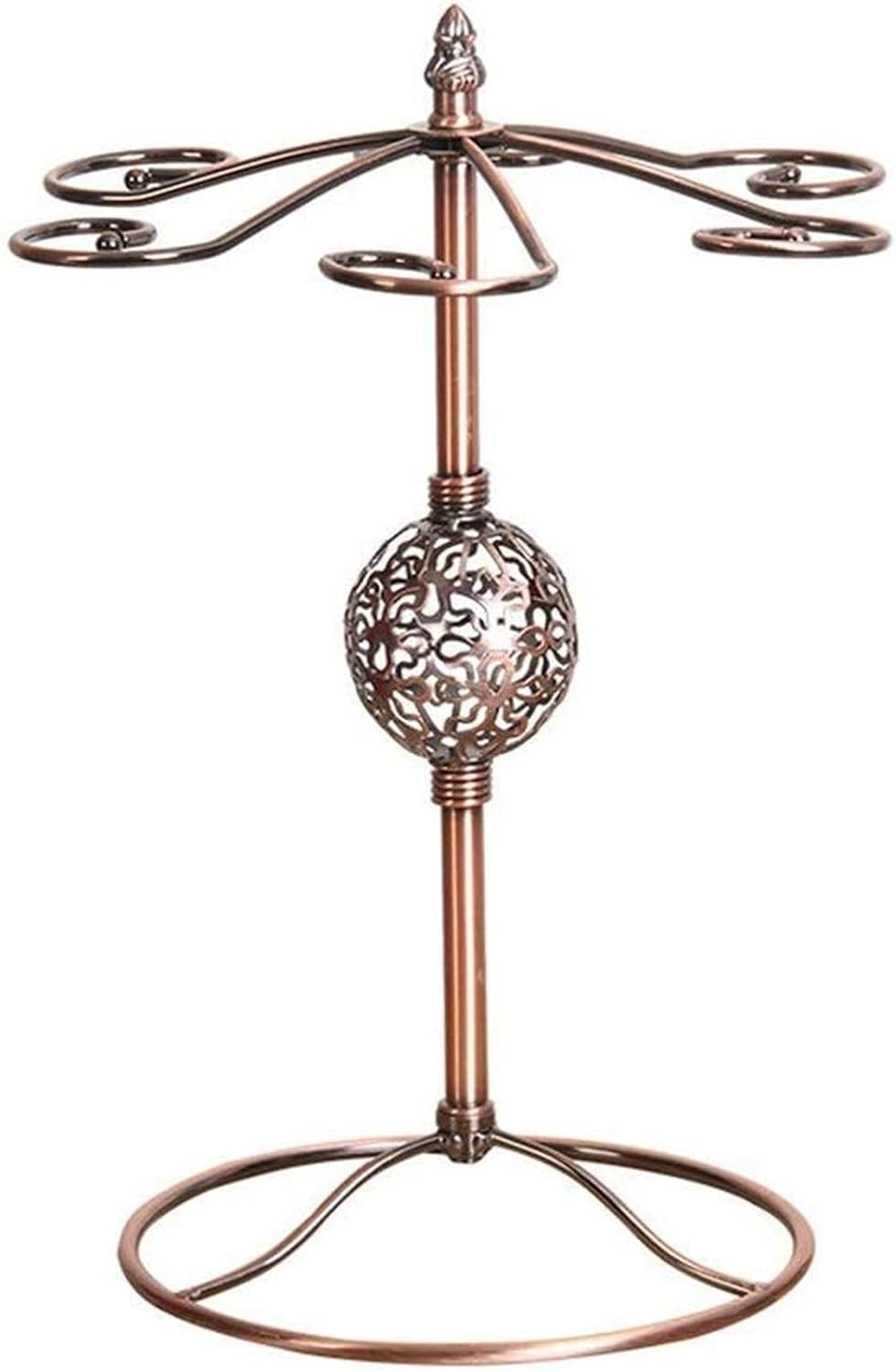 Wine Rack Scrollwork Bronze Metal Wine Glass Holder Stand Wine Glass Rack 6 Hook Freestanding Tabletop Hanger Air Drying System Tree Display (Color : Bronze Size : O