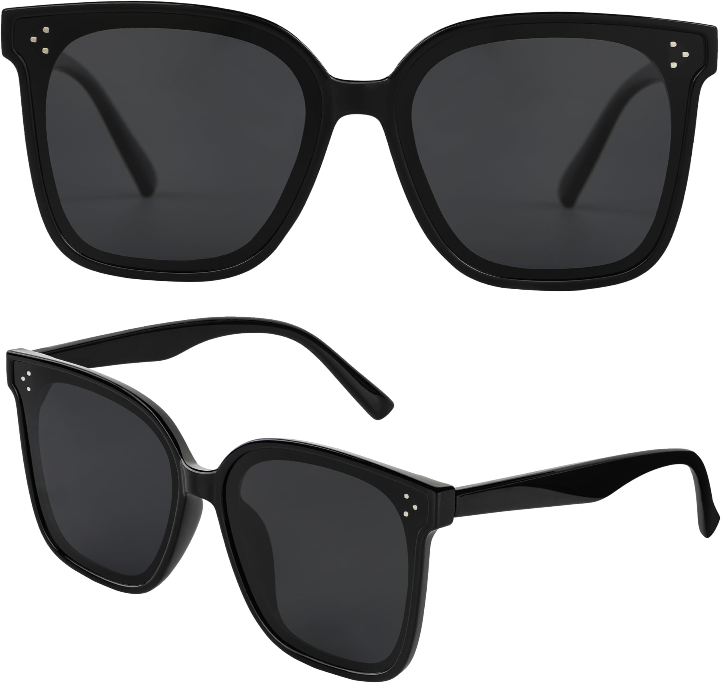 Trendy TAC Polarized Square Sunglasses for Women Men, Oversized Lightweight TR90 Frame UV400 Protection