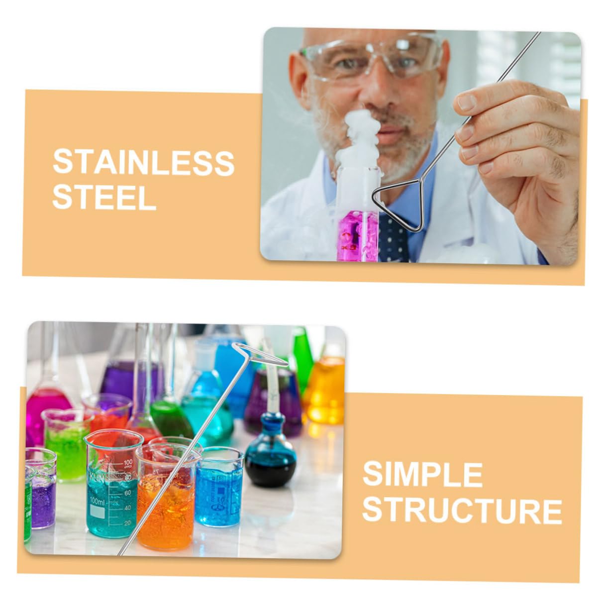 Cell Spreader Chemical Resistant 3pcs Stainless Steel Triangle Cell Culture Scraper Tool for Petri Dish for Laboratory Use and Lab Procedures