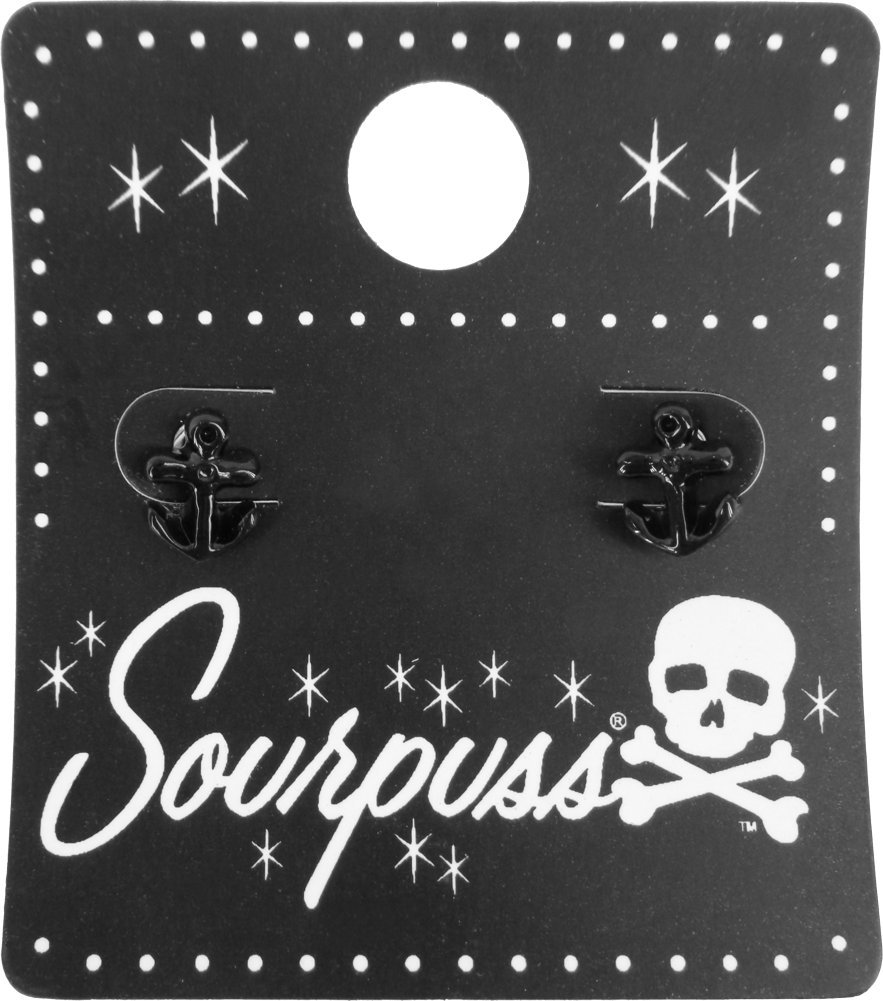SourpussBlack Anchor Stud Earrings from Sourpuss Clothing