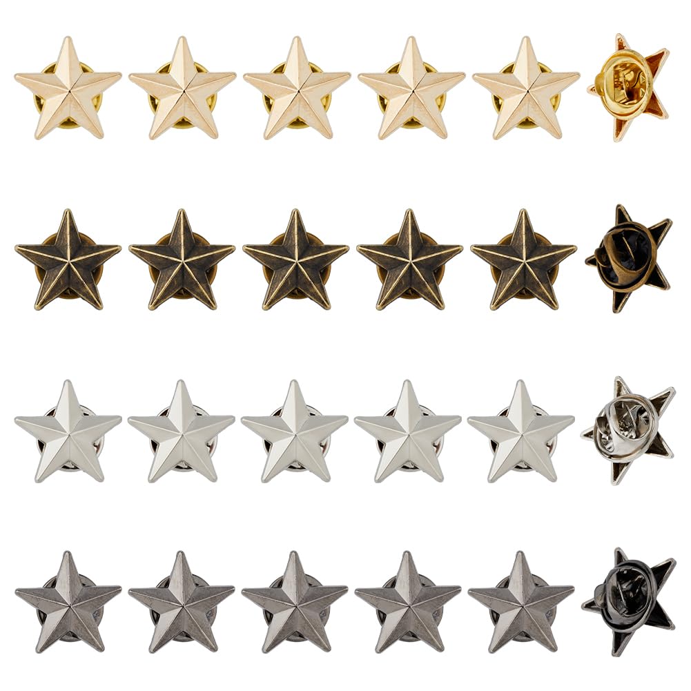 SUPERFINDINGSStar Badge Lapel Pin Alloy Veterans Day Star Pins Bulk 5-Point Star Badges Military Award Pins Golden July Memorial Day Stars Brooches
