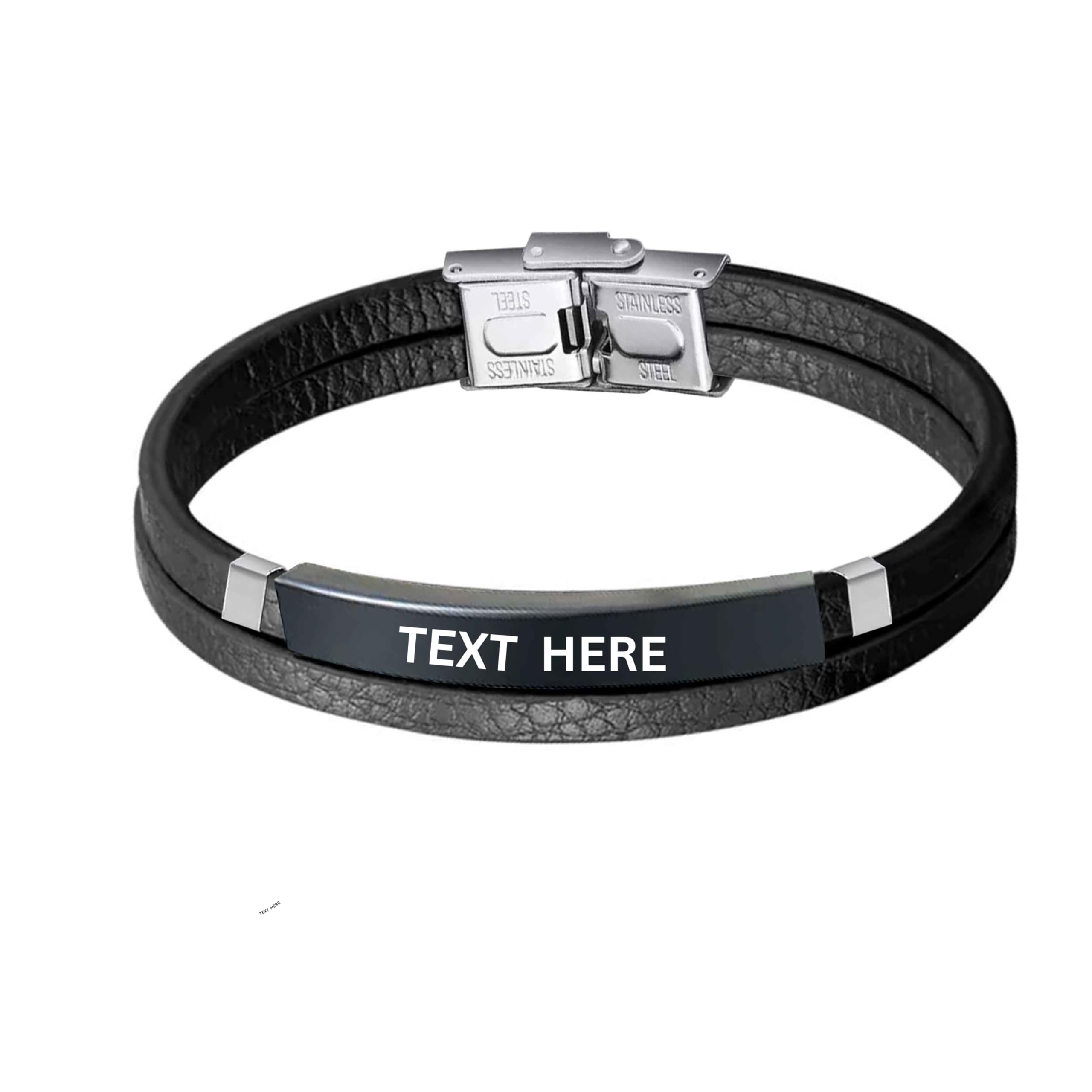 M Men Style Personalized Mens Custom ID Beads Engraving Names Stainless Steel Leather Bracelet for Men SBr102 (Leather2) (B0DCZSHJLT) Amazon Price History, Amazon Price Tracker