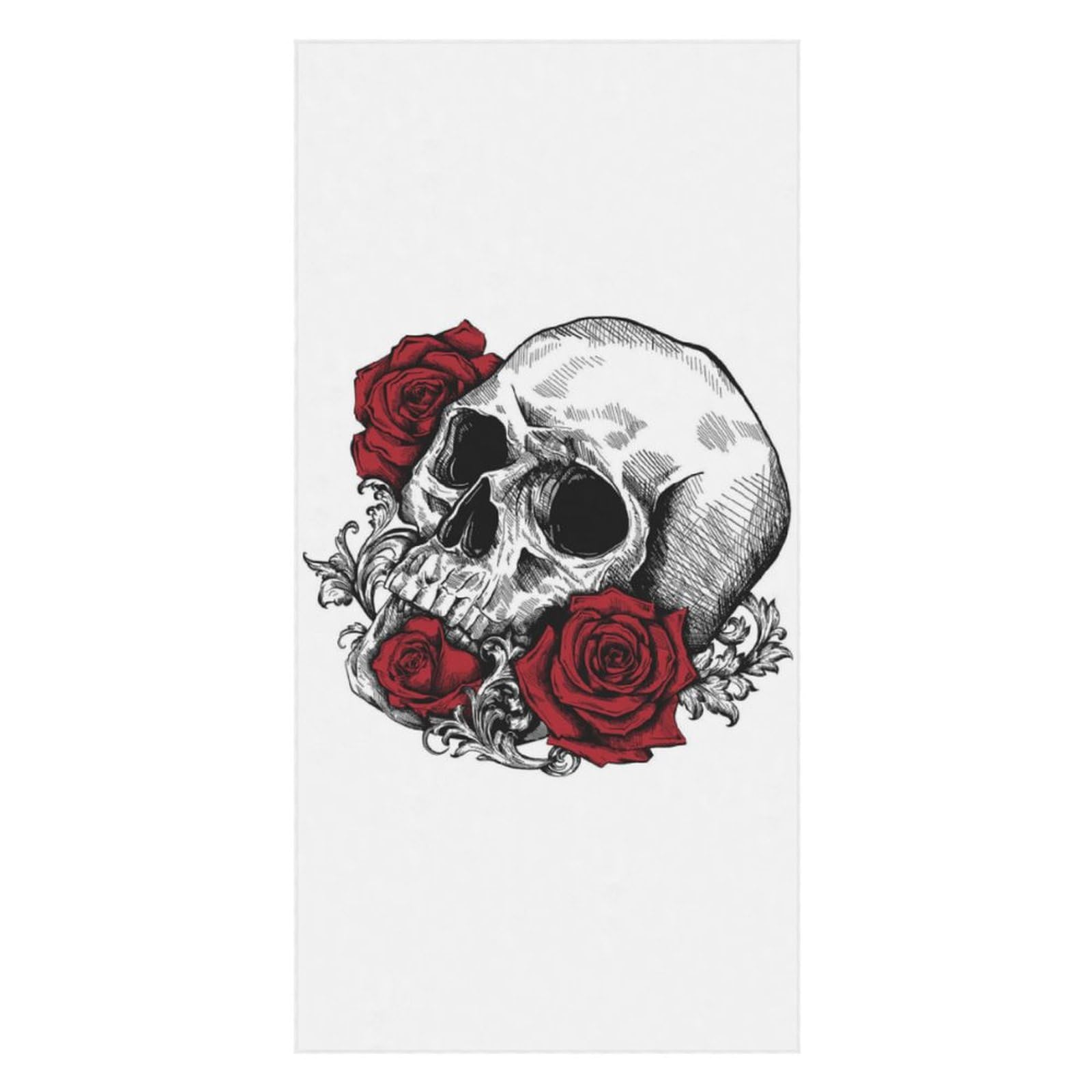 LWORZIIB Beach Towel, Skull with Roses Bath Towel, Pool Towel Great for Gym Swimming 80 X 160cm
