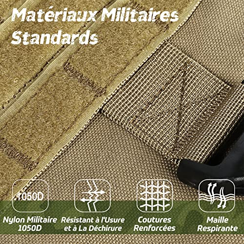 rabbitgoo Harnais Tactiques pour Chien L Marron, Gilet à Anneaux pour Chiens de Travail Militaires, Harnais Militaires Chien d’Entraînement sans Tension, avec Pinces à Sangle pour Randonnées et Chasse - Image 6