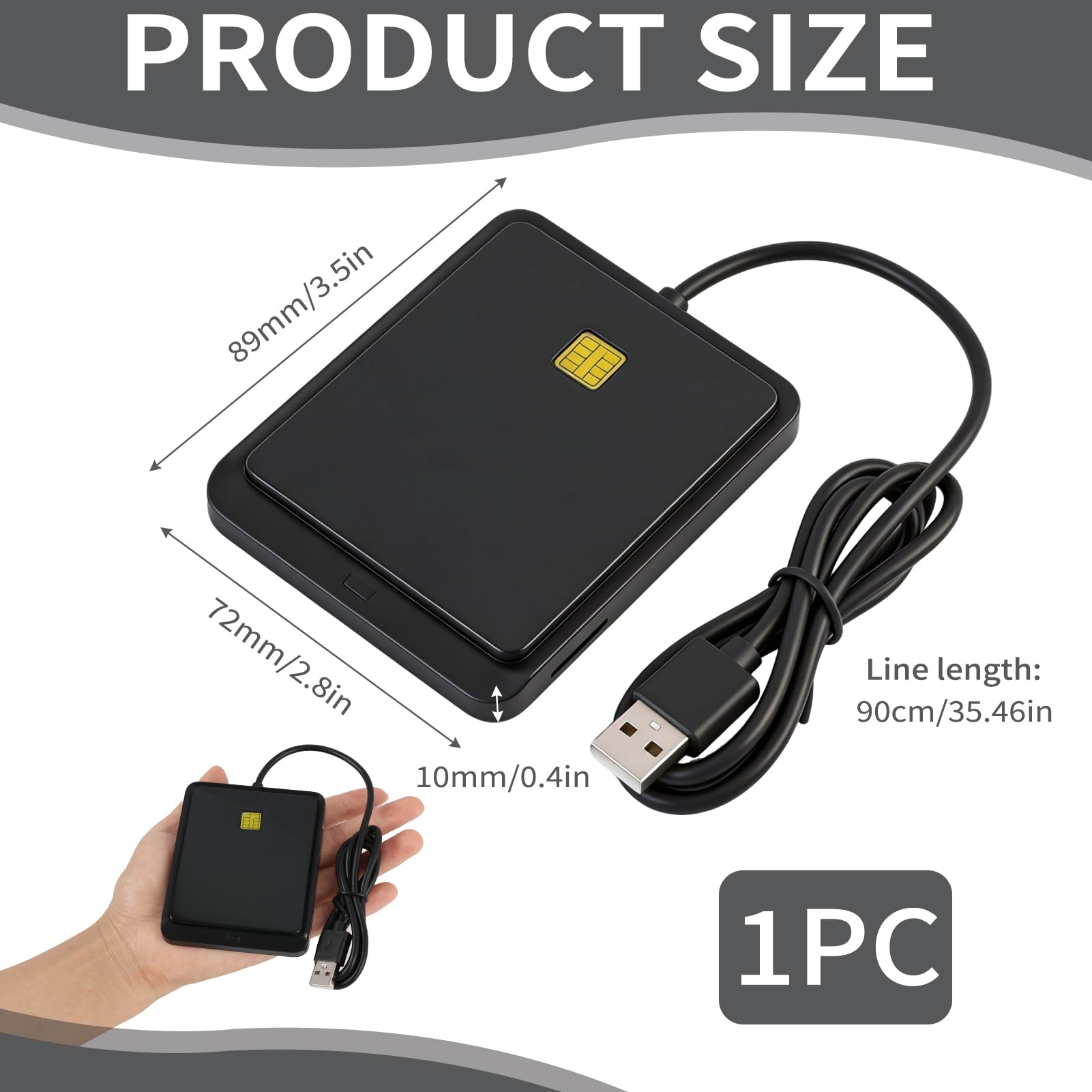 USB PCSC Smart Card Reader für Eid CAC SIM IC, unterstützt digitale Signatur und Online-Bank, für Fahrer mit Schwergewicht Chronographen, kompatibel mit Windows Mac Linux
