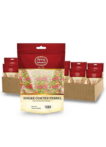 Spicy World - Semillas de hinojo recubiertas de azúcar, 14 onzas (14.11 oz) Sweet Sauf (caramelo) Ambientador bucal por Spicy World... (paquete