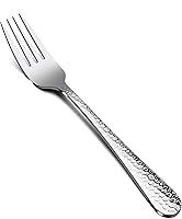 E-far 12-Piece Hammered Stainless Steel Dinner Forks Set, 7.9" Mirror Polished, Dishwasher Safe for Home, Kitchen, Restaurant