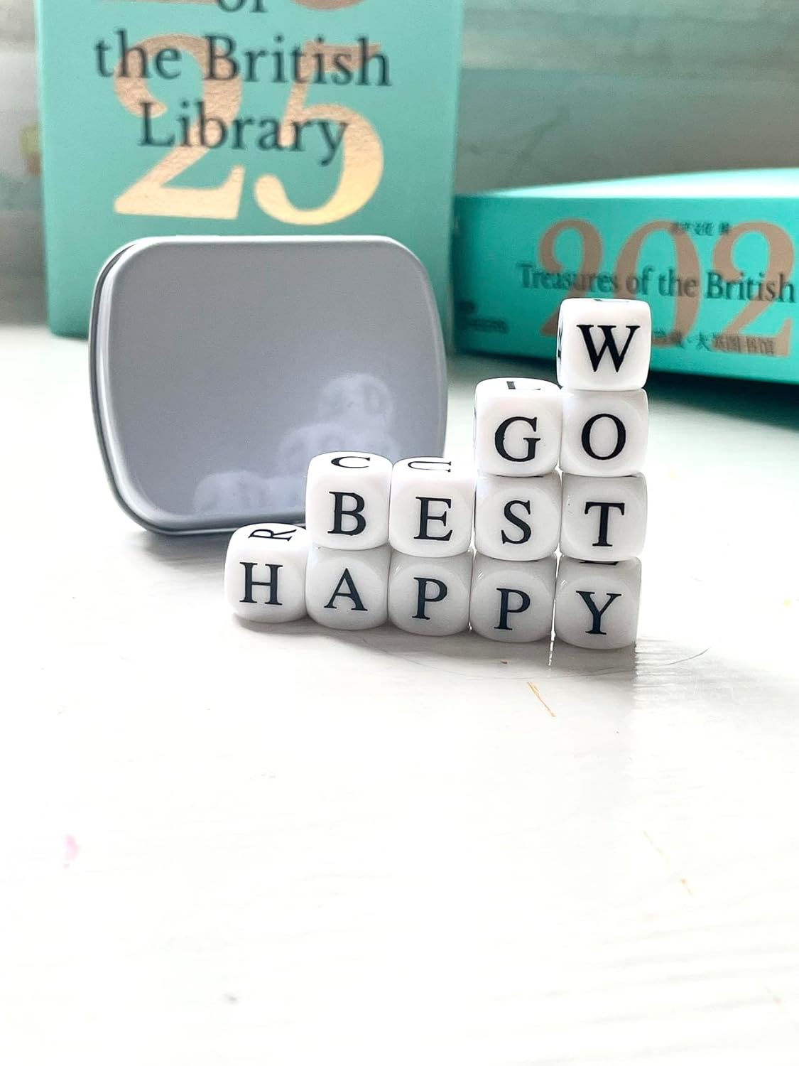 Crossword Solitaire Dice Game, Puzzle Word Game with Letter Dice, Family Dice Games for Adults, Travel Alphabet Spelling Board Game with Small Case