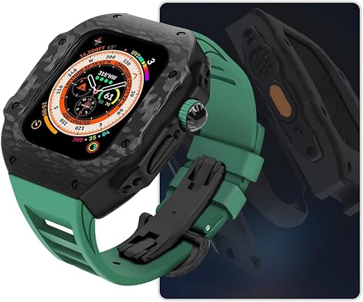 skxmod luxury modification kit for apple watch ultra 49mm carbon fiber case for iwatch 8 7 6 5 4 se 45mm 44mm fluorine rubber band