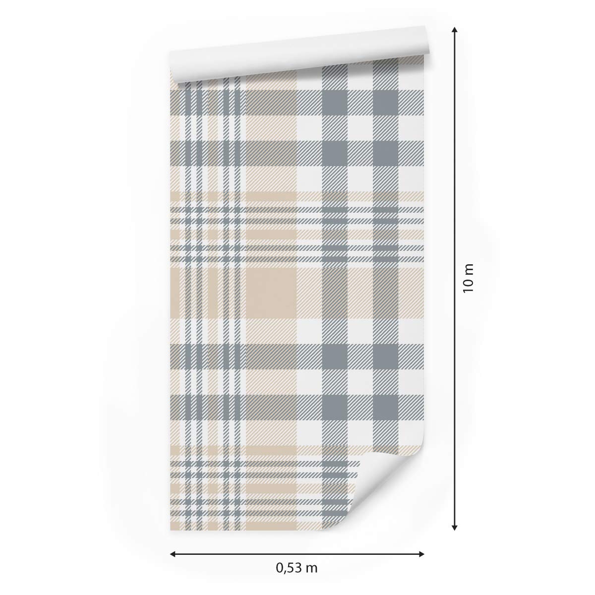 Muralo Tapeta 10 m, rolka włókniny, siatka, szkocka, minimalistyczna, mozaika, wzór geometryczny, tapeta z włókniny, 1000 x 53 cm, tapeta ścienna, do salonu, sypialni, nowoczesna dekoracja ścienna