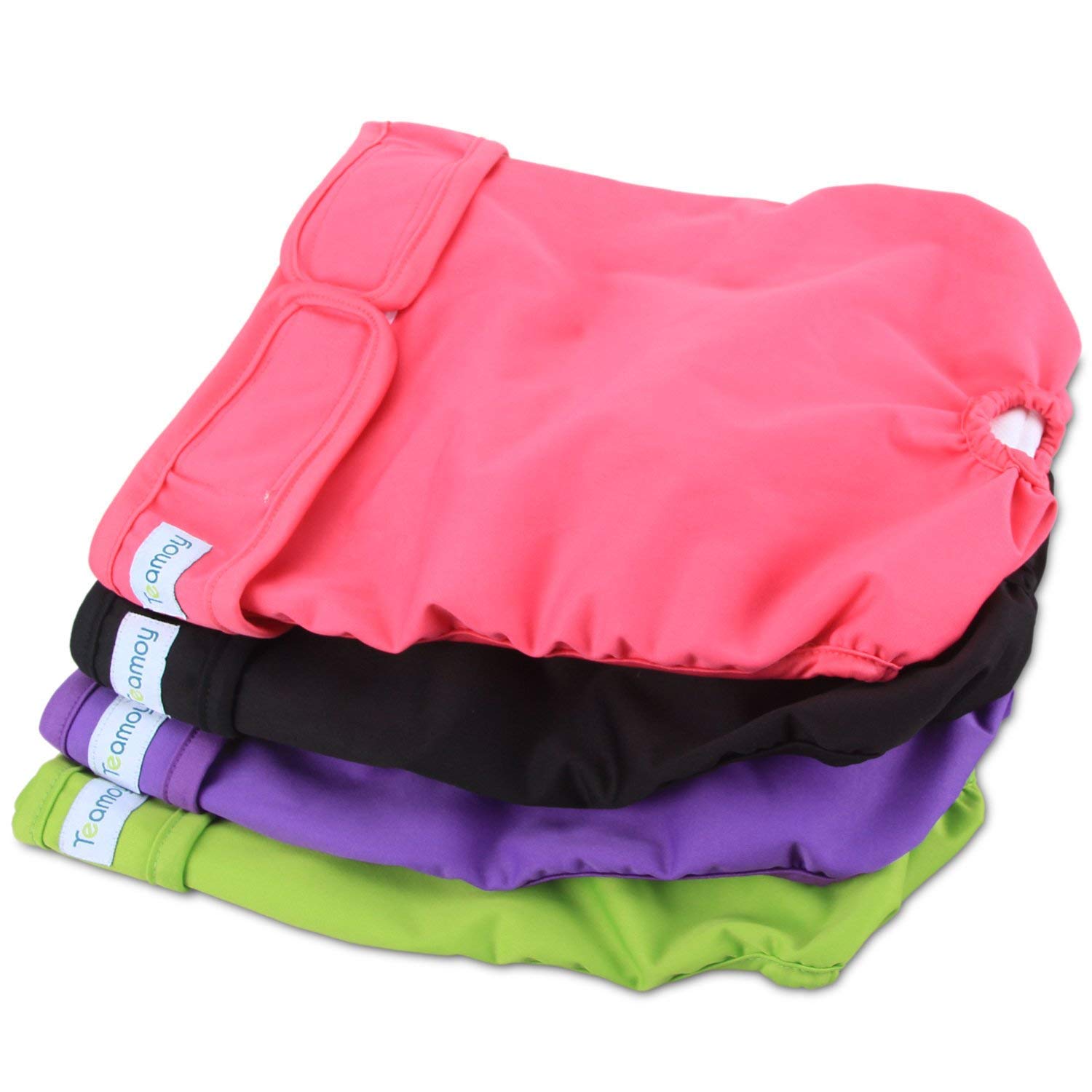 Teamoy 4pcs Washable Female Dog Diapers, Reusable Doggie Diaper Wraps for Female Dogs, Super-Absorbent and Comfortable, XL