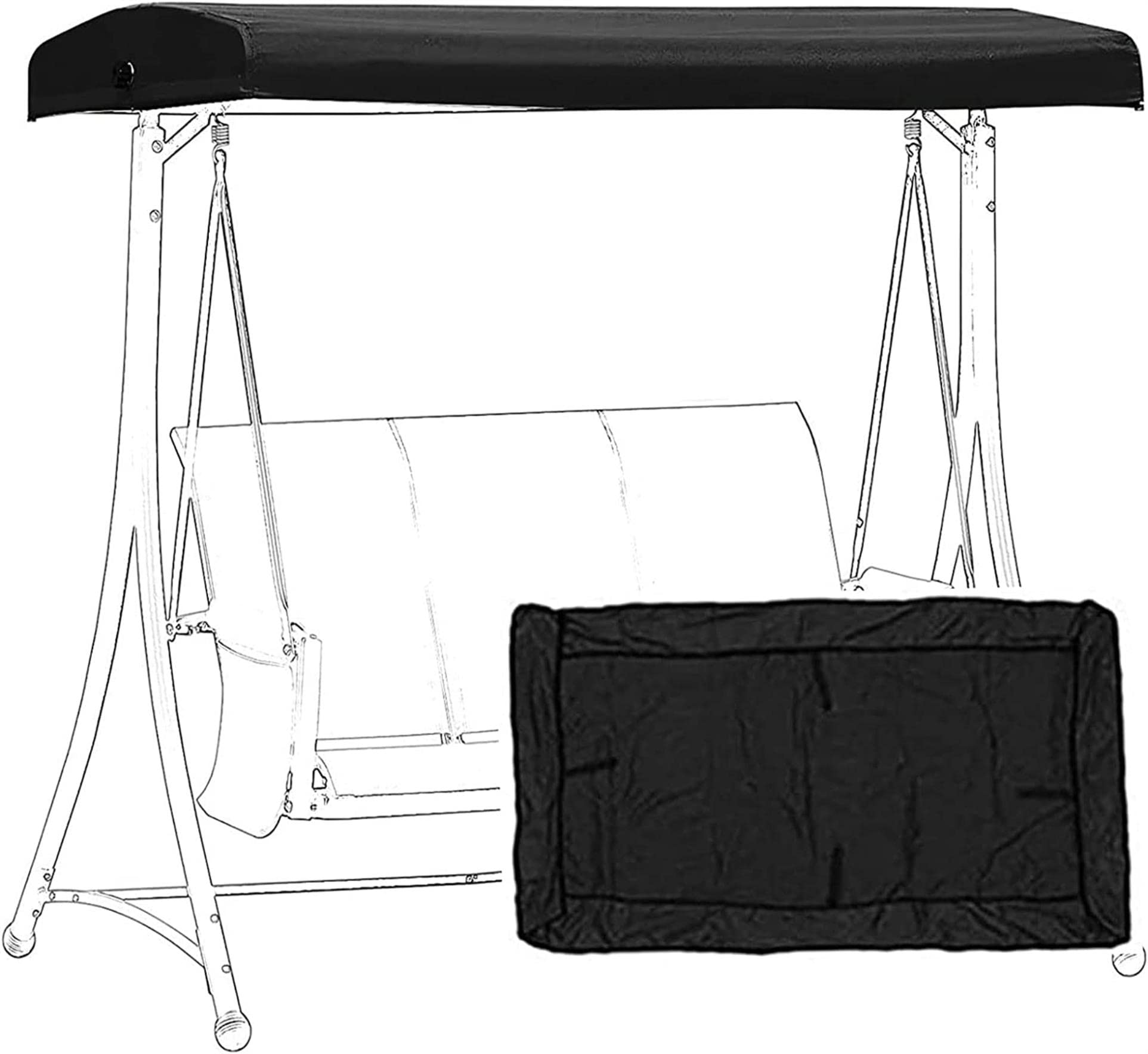 Toit de rechange pour balancelle en toile Oxford 210D étanche pour 2 ou 3 places