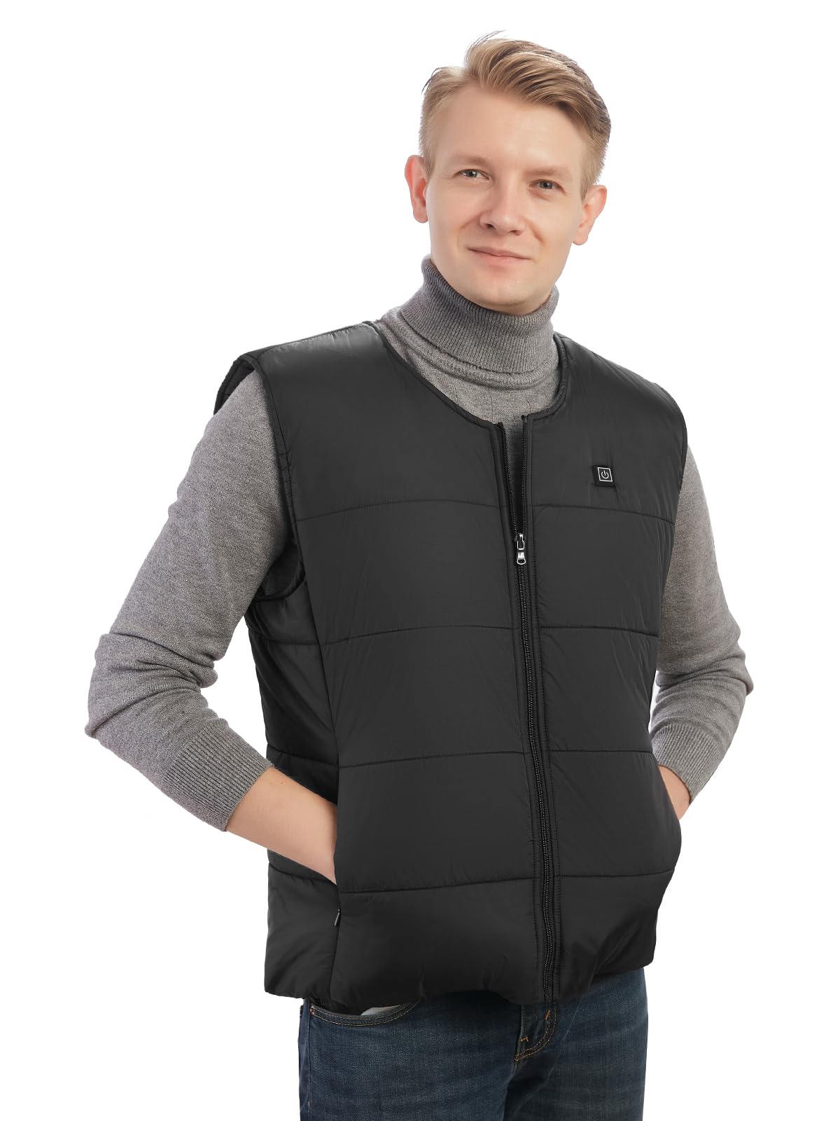 UNBON Gilet Riscaldato, Giubbotto Riscaldato Uomo Donna con Batteria Inclusa 14400mAh USB Elettrico Giacca Riscaldata con 5 Zone di Riscaldamento 3 Temperature per Moto Sport all'Aperto