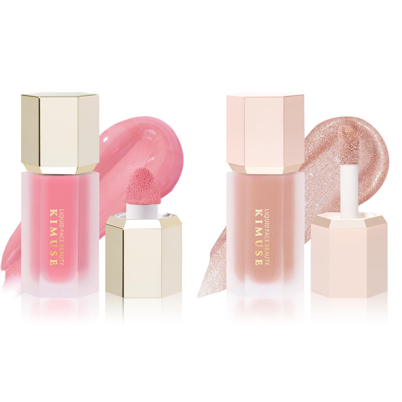 KIMUSE Soft Cream Blush for Cheeks & Natural Glow Liquid Filter, Weightless, Long-Wearing, Smudge Proof, Natural-Looking, Dewy Finish